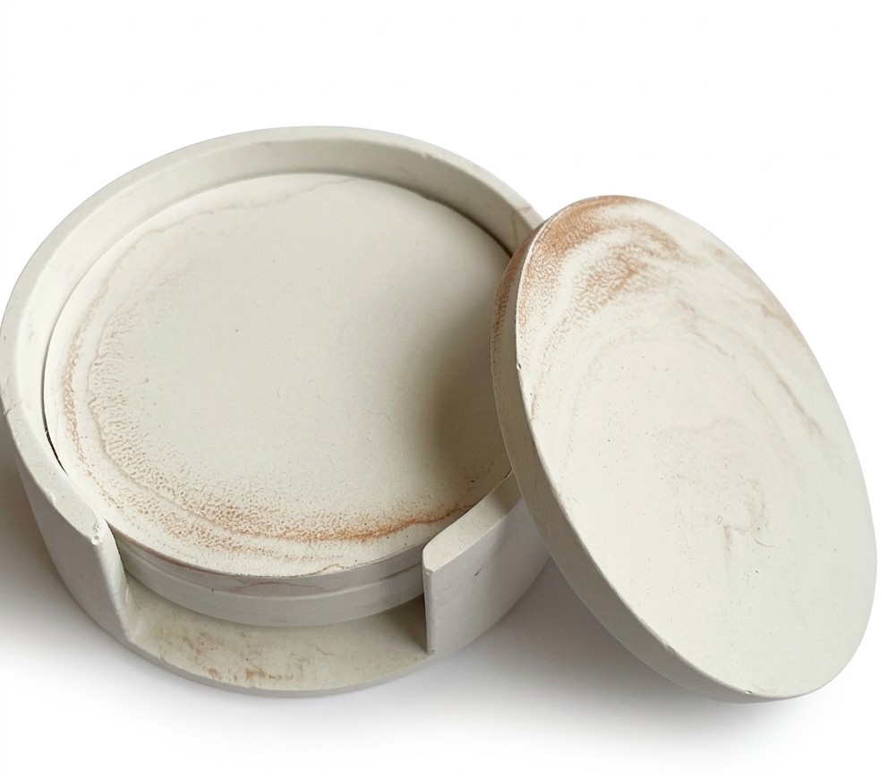 Detalle set posavasos veta terracota